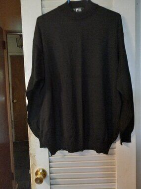 VINTAGE Fiii WOOL BLEND BLACK Knit Men Sweater SIZE XXL XX-LARGE Made In Italy